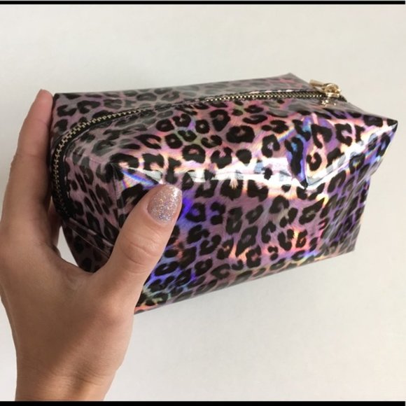 Leopard Print Holo Hologram Iridescent Makeup Bag - Picture 6 of 7